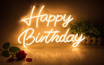neon happy birthday sign